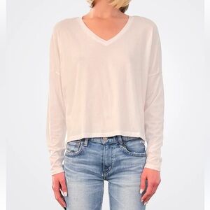 Hello Nite zinc white v neck long sleeve shirt